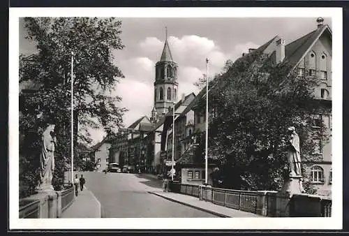 AK Rottweil am Neckar, Blick von der Brücke auf die Stadt