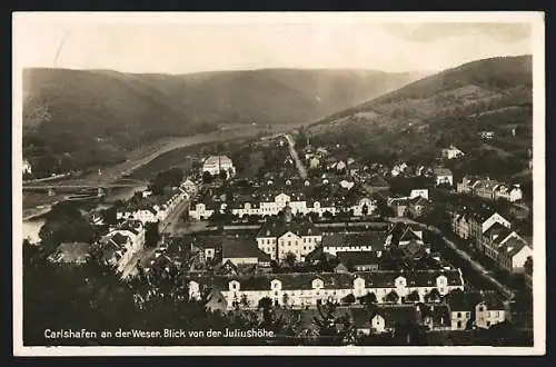 AK Bad Carlshafen an der Weser, Blick von der Juliushöhe auf die Stadt