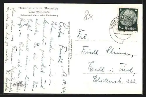 AK Monschau, Ortsansicht aus der Vogelschau