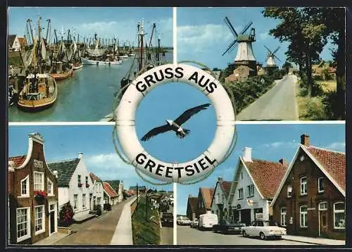 AK Greetsiel, Vier Ansichten aus dem Ort