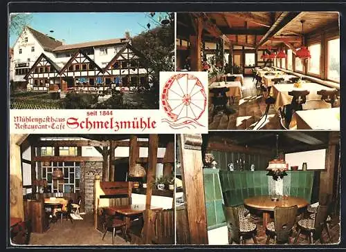 AK Lollar, Vier Ansichten vom Mühlengasthaus-Restaurant-Cafè Schmelzmühle