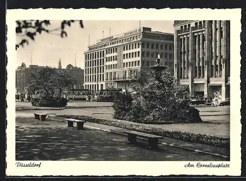 AK Düsseldorf, Strassenbahn am Corneliusplatz