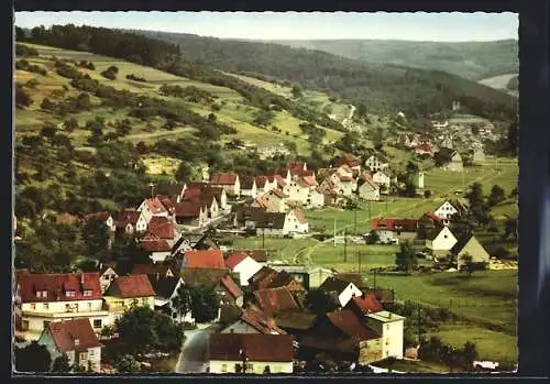 AK Mespelbrunn, Panorama über die Ortschaft