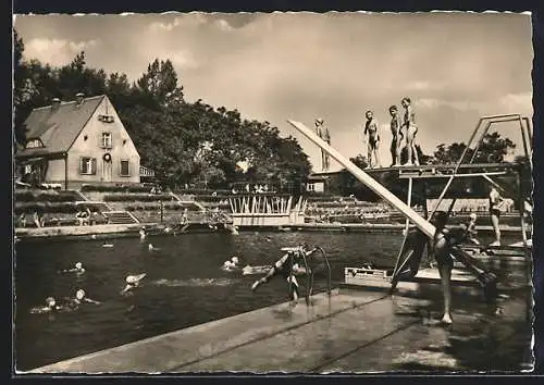 AK Burg bei Magdeburg, Schwimmbad mit Sprungturm