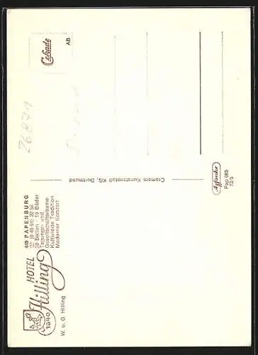 AK Papenburg, Hotel Hilling in zwei Innenansichten