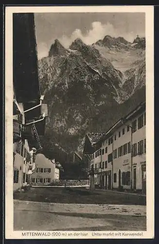 AK Mittenwald an der Isar, Untermarkt mit Karwendel