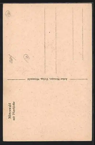 AK Mittenwald, Marktplatz mit Gasthaus und Pfarrkirche