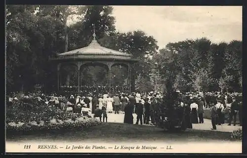 AK Rennes, Le Jardin des Plantes-Le Kiosque de Musique