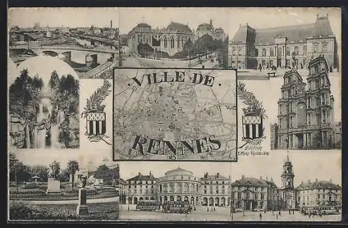 AK Rennes, Ville de Rennes, Acht Ansichten aus der Stadt