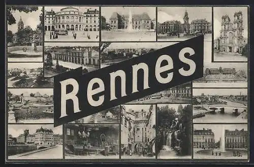 AK Rennes, viele Bilder aus der Stadt