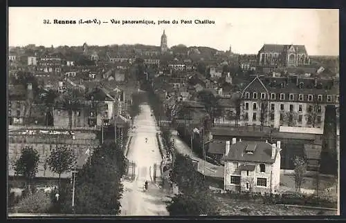 AK Rennes, Vue panoramique, prise du Pont Chaillou