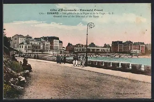 AK Dinard, vue gènèrale de la Digue et de la Plage