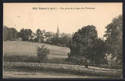 AK Bècherel, Vue prise de la ligne des Tramways