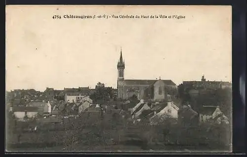 AK Chateaubourg, Vue Gènèrale du Haut de la Ville et l`Eglise