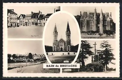 AK Bain-de-Bretagne, Place Henri IV, L`Eglise, Le Calvaire