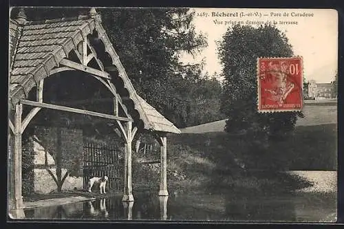 AK Bècherel, Pare de Caradeuc-Vue prise en dessous de la terrasse