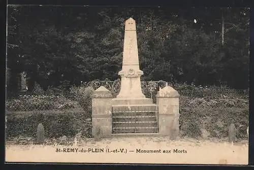 AK St-Remy-du-Plein, Monument aux Morts