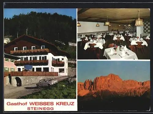 AK Steinegg, Gasthof Weisses Kreuz in zwei Ansichten, Gebirge