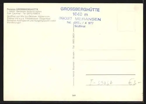 AK Meransen bei Mühlbach, Pension Grossberg-Hütte, Almabtrieb