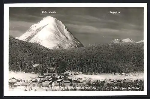 AK Seefeld / Tirol, Teilansicht gegen Zugspitze und Hohe Munde