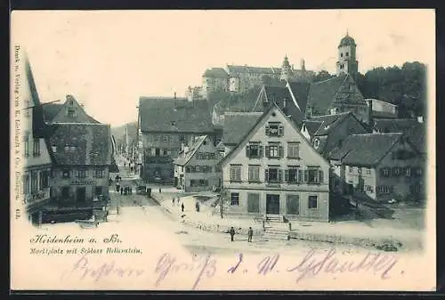 AK Heidenheim / Brenz, Strassenpartie mit Blick zum Schloss