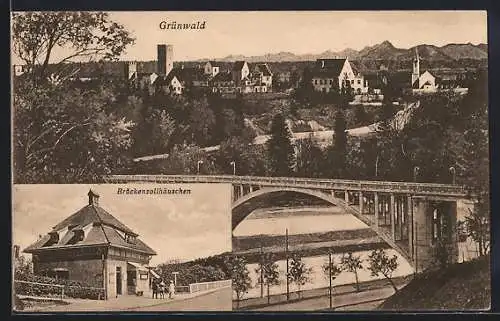 AK Grünwald / München, Teilansicht, Bräckenzollhäuschen