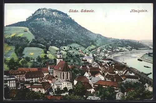 AK Königstein / Sächs. Schweiz, Gesamtansicht aus der Vogelschau