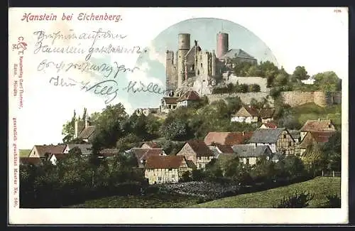 AK Eichenberg / Witzenhausen, Panorama mit Burg Hanstein