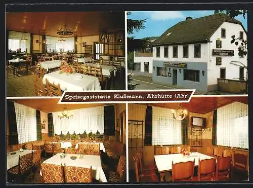 AK Blankenheim-Ahrhütte / Eifel, Gaststätte Klussmann mit Innenansicht
