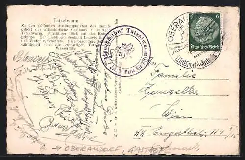 AK Oberaudorf, Gasthof Feuriger Tatzelwurm, Bes. Jos. u. Marie Kiesl