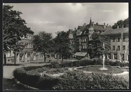 AK Lichtenstein / Sa., Fontäne auf dem Marktplatz