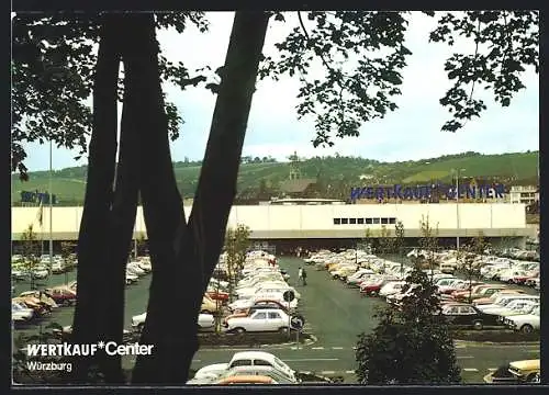 AK Würzburg, Wertkauf-Center, Nürnberger Strasse 12, Autos auf dem Parkplatz