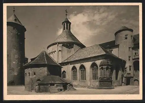 AK Würzburg, Feste Marienberg, Schlosshof mit der Marienkapelle