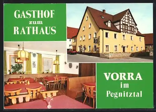 AK Vorra / Pegnitz, Gasthof zum Rathaus, Aussen- u. Innenansicht