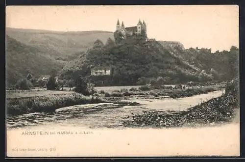 AK Arnstein / Lahn, Ortspanorama mit Schloss