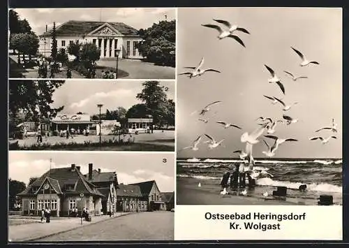 AK Heringsdorf / Ostseebad, Kulturhaus, Strandpromenade, Bahnhof