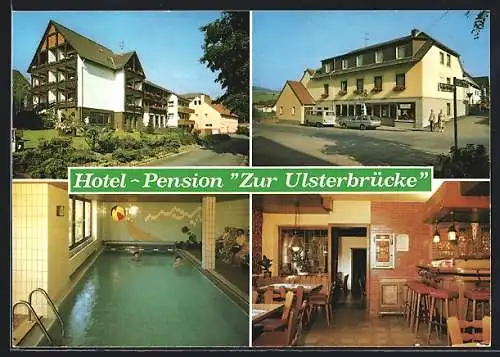 AK Tann-Günthers / Rhön, Hotel und Pension Zur Ulsterbrücke, im Gastraum, das Schwimmbad