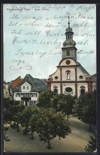 AK Frankenthal / Pfalz, Blick auf die katholische Kirche