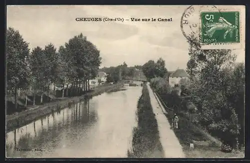 AK Cheuges, Vue sur le canal et promenade en bordure