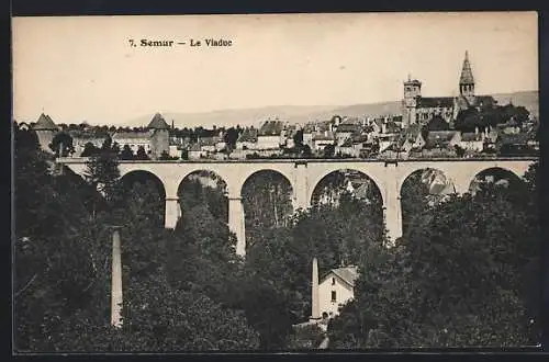 AK Semur, Le Viaduc et vue panoramique de la ville