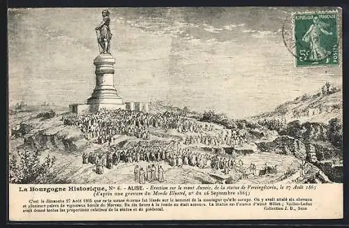 AK Alise, Érection de la statue de Vercingétorix sur le mont Auxois, 27 août 1865