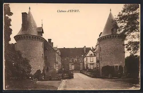 AK Epiry, Château d`Epiry avec ses tours imposantes et son entrée majestueuse