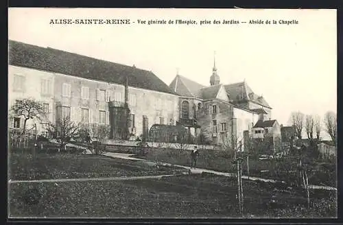 AK Alise-Sainte-Reine, Vue générale de l`Hospice prise des Jardins, Abside de la Chapelle