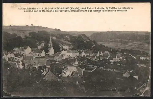 AK Alise-Sainte-Reine, côté Est, vallée de l`Ozerain dominée par la Montagne de Flavigny et camps d`infanterie romaine