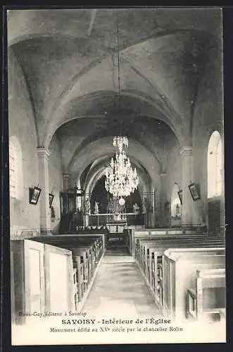 AK Savoisy, Intérieur de l`Église, Monument édifié au XVe siècle par le chancelier Rolin