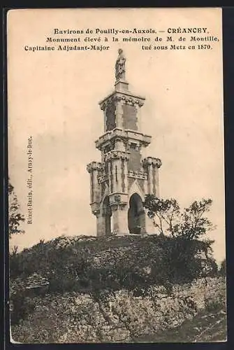 AK Créancey, Monument élevé à la mémoire de M. de Montille, Capitaine Adjudant-Major tué sous Metz en 1870