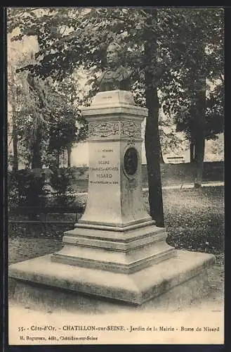 AK Chatillon-sur-Seine, Jardin de la Mairie, Buste de Nisard