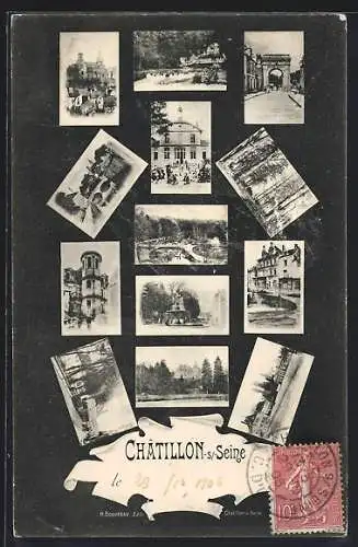 AK Châtillon-sur-Seine, Collection de vues diverses de la ville et de ses environs