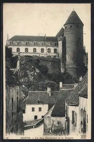 AK Semur, La Rue Perthuiset et le Donjon