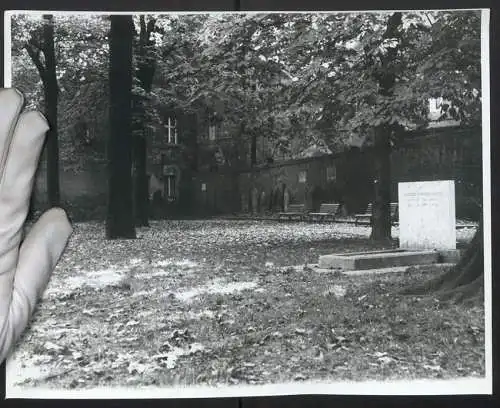 Fotografie J. M. Schimmel, Berlin, Ansicht Berlin, jüdischer Friedhof in der Gr. Hamburger Str., Grab Moses Mendelssohn